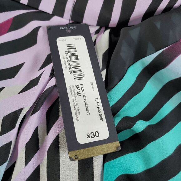 Worthington Top Womens Small Black Striped Chiffon Sleeveless Halter Neck Tank - Picture 8 of 11